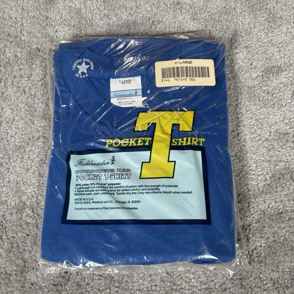 Vintage Sears Fieldmaster Pocket T Shirt Mens XL Blue Gray Short Sleeve Lot Of 2